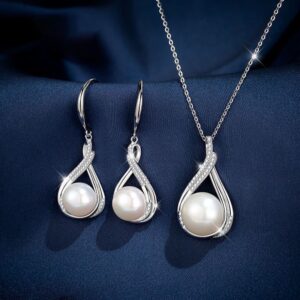 Silver Color Necklace + Earrings