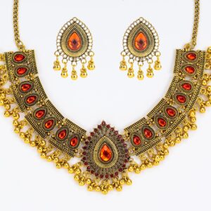 Golden Color Plated Necklace + Earrings